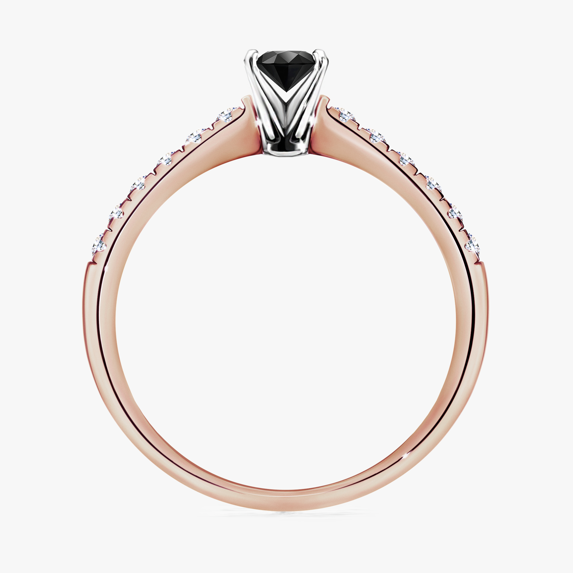 Pierścionek zaręczynowy My Sunshine z różowego złota z czarnym diamentem 0,24ct